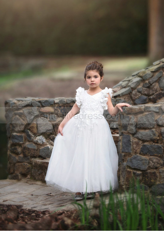 Ivory Handmade Flowers Stunning Flower Girl Dress